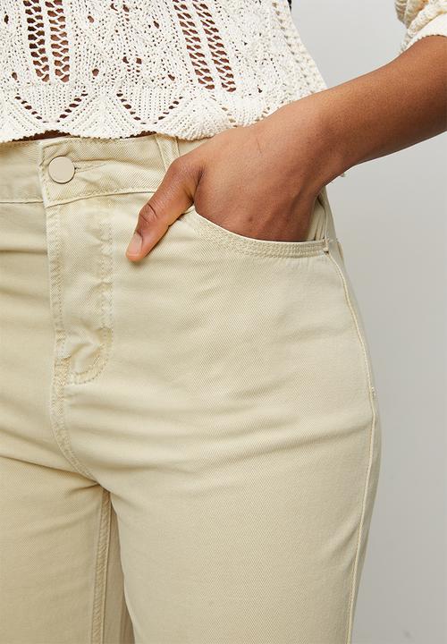 MANDI - Mid Waist Wide Leg 5 Pocket Overdye Denim Jean - Light Stone