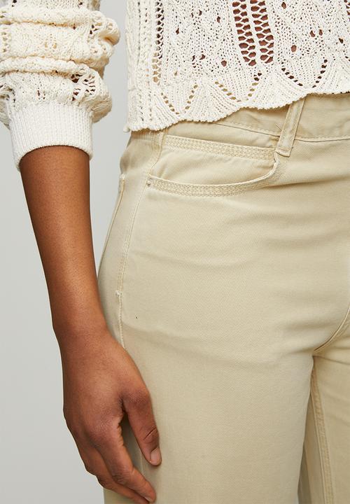 MANDI - Mid Waist Wide Leg 5 Pocket Overdye Denim Jean - Light Stone