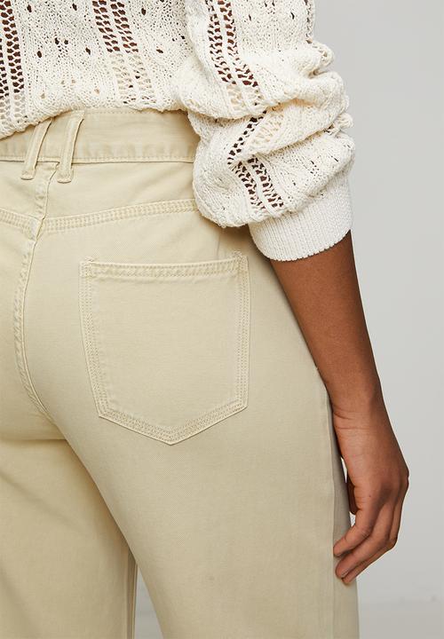 MANDI - Mid Waist Wide Leg 5 Pocket Overdye Denim Jean - Light Stone