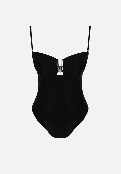 Trendyol - Strapless swimsuit - black