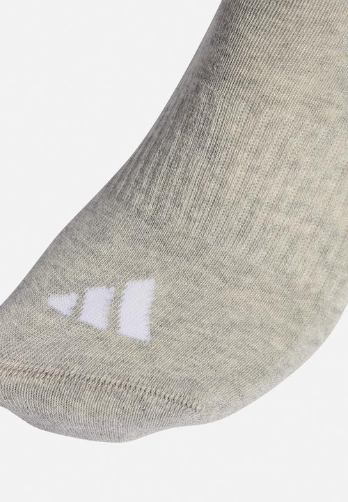 adidas Performance - 3-Stripes Cushioned Crew Socks 3pk - Medium grey heather/white/black
