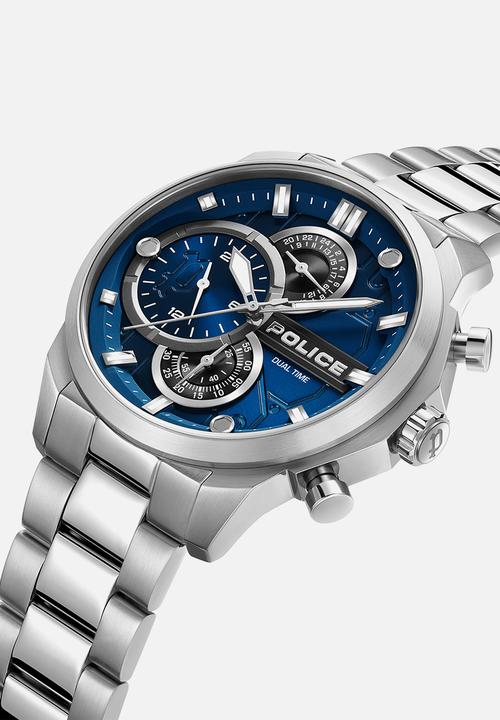Police - Steel Case Blue Dial Steel Bracelet Strap - Blue & Silver