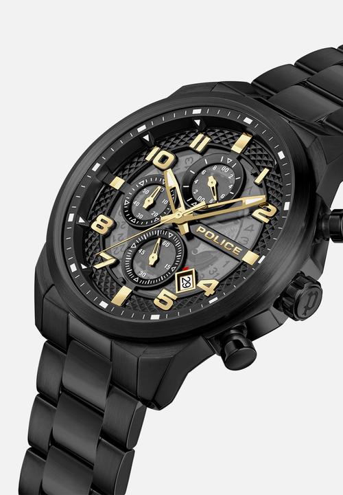 Police - IP Case Black Dial IP Black SS Bracelet Strap - Black