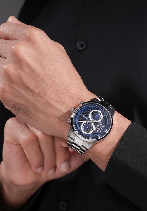 Police - Steel Case Blue Dial Steel Bracelet Strap - Blue & Silver