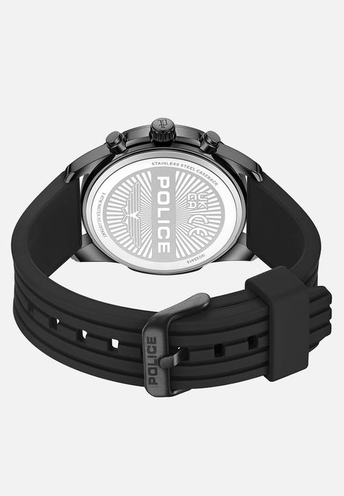 Police - IP Black Case Black Dial Black Silicone Strap - Black