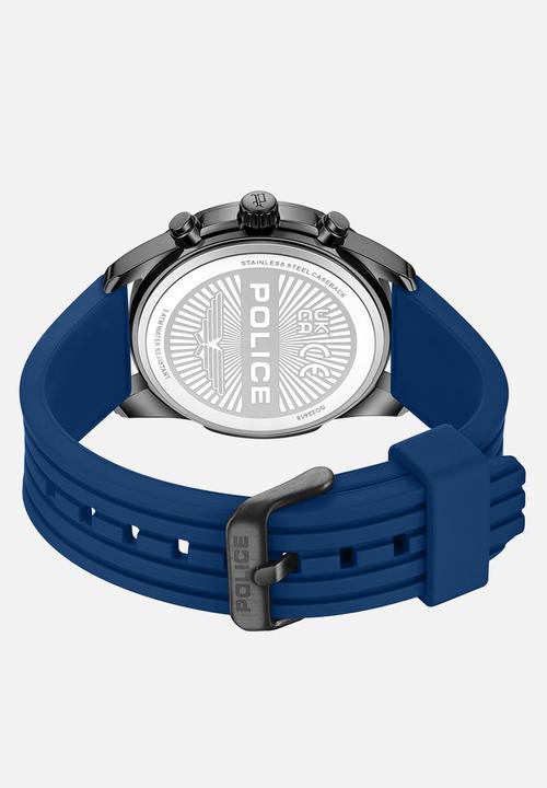 Police - IP Gun Case Blue Dial Blue Silicone Strap - Blue