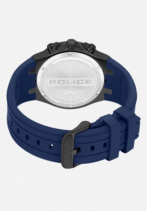 Police - IP Black Case Blue Dial Navy Silicone Strap - Blue