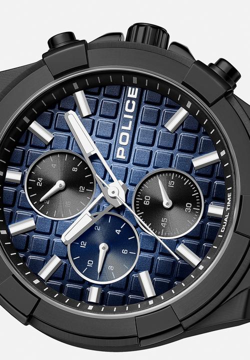Police - IP Black Case Blue Dial Navy Silicone Strap - Blue