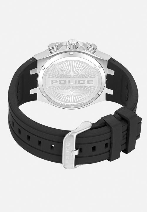 Police - Steel Case Black Dial Black Silicone Strap - Black