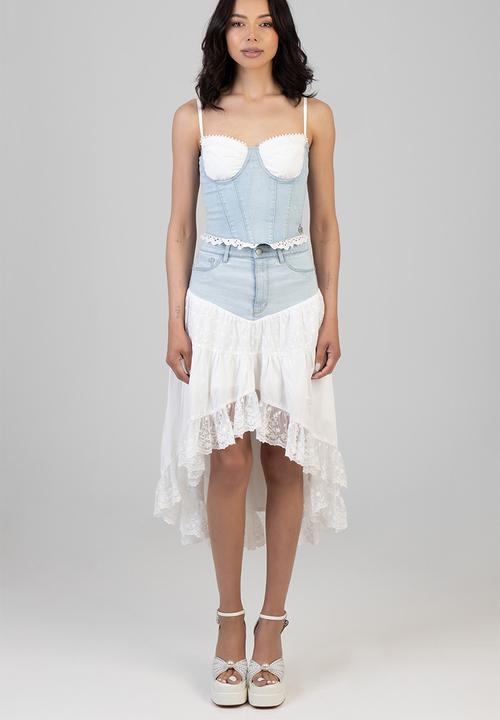 SISSY BOY - Aimee High Low Denim Skirt - Light Vintage