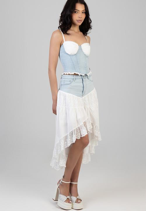SISSY BOY - Aimee High Low Denim Skirt - Light Vintage