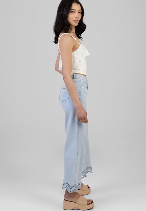 SISSY BOY - Alexus Cropped Wide Leg Jeans - Light Vintage