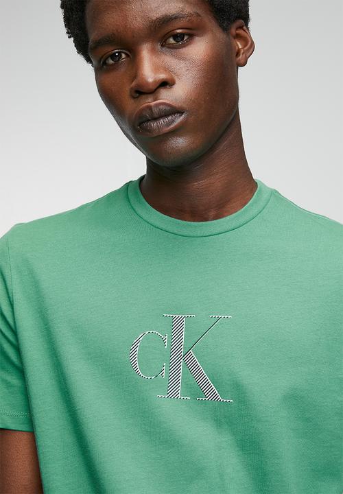 Calvin Klein - Ss 30s distress monogram graphic tee - wild green