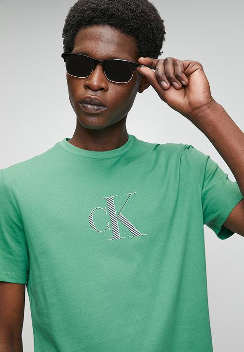 Calvin Klein - Ss 30s distress monogram graphic tee - wild green