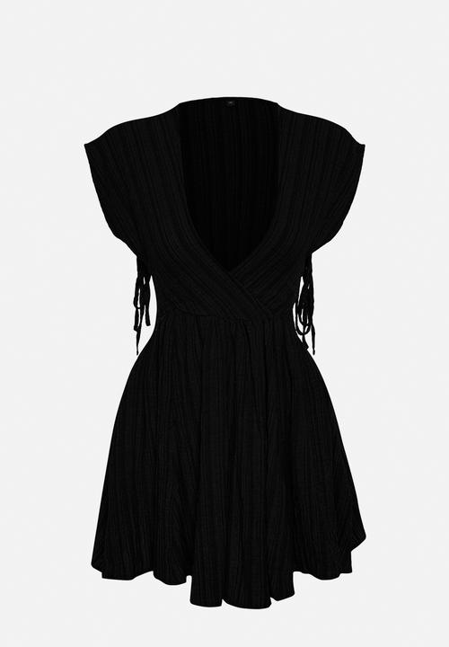 Trendyol - Linen-Blend Cut-Out Detail Beach Mini Dress - Black