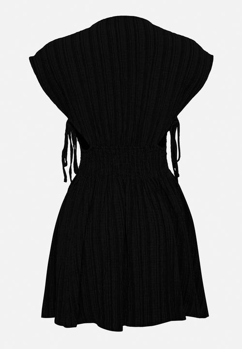 Trendyol - Linen-Blend Cut-Out Detail Beach Mini Dress - Black