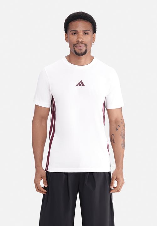 adidas Performance - 3-Stripe SJ Tee  - white/maroon
