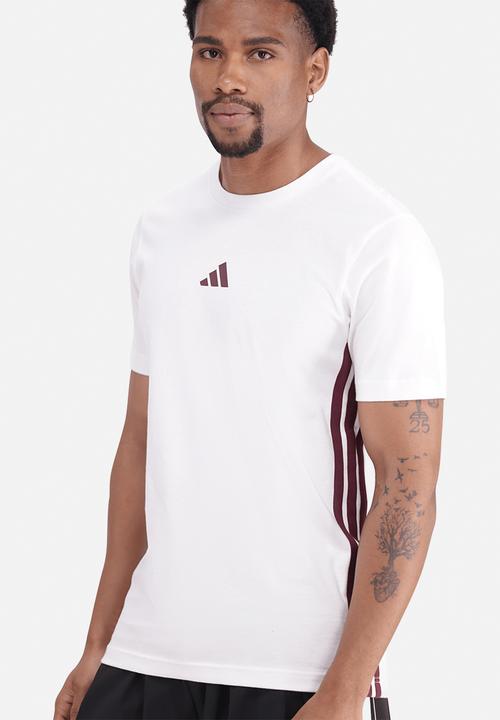 adidas Performance - 3-Stripe SJ Tee  - white/maroon