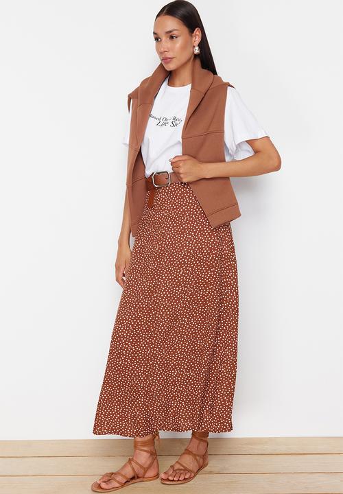 Trendyol - Polka Dot Skirt - Brown