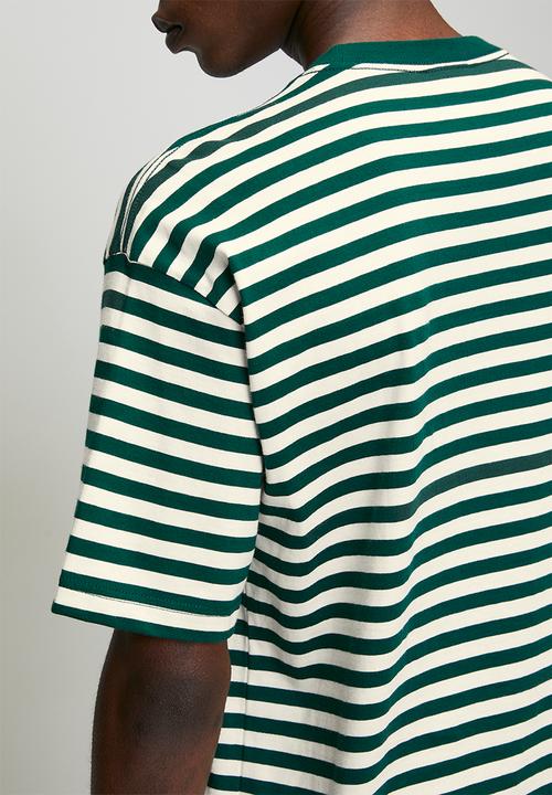 adidas Originals - Striped Tee - Ecru tint/Collegiate green