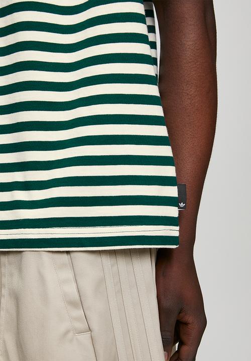 adidas Originals - Striped Tee - Ecru tint/Collegiate green