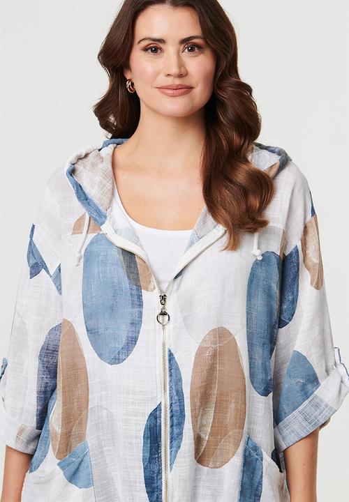 Izabel London - Long Sleeve Zip Through With Hood Track Top - White