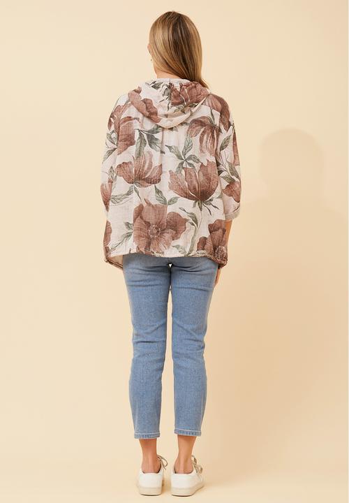 Izabel London - Long Sleeve Zip Through With Hood Easy Wearing Track Top - Beige