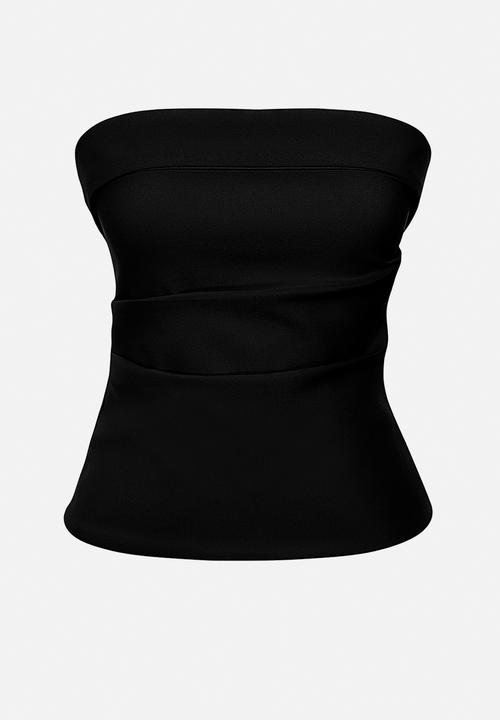 Trendyol - Strapless Draped Blouse - Black