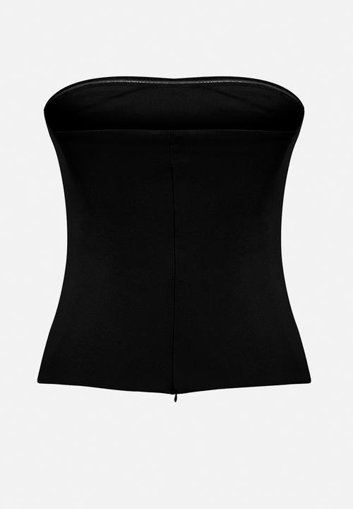 Trendyol - Strapless Draped Blouse - Black