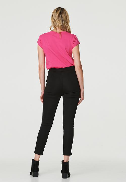 MANDI - High Waisted Pull On Jegging With Front V Profile - Black
