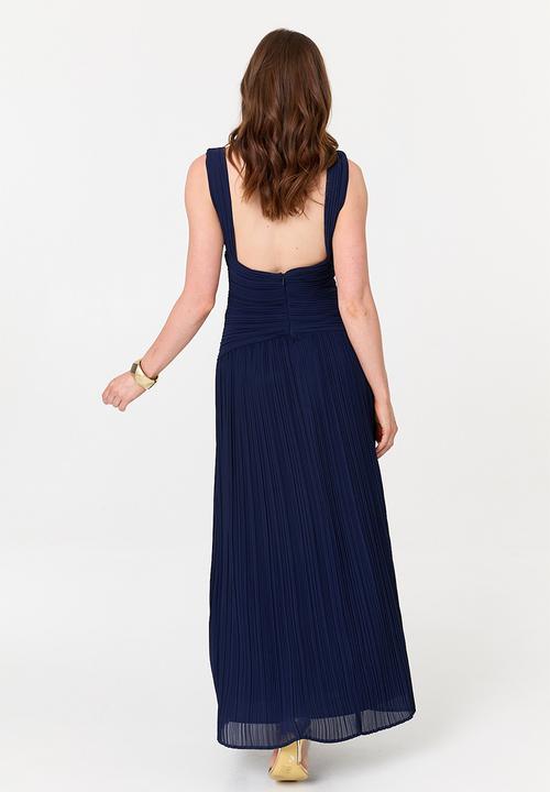 Stella Morgan - Sleeveless Maxi Dress With Pleated Fabric Throughout - Navy