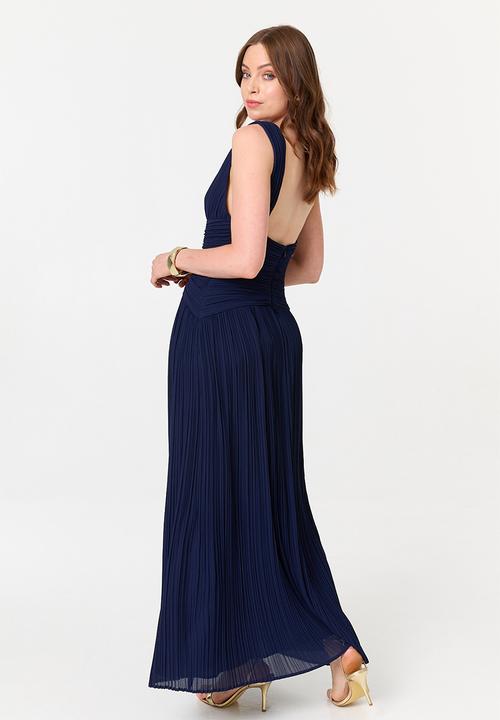 Stella Morgan - Sleeveless Maxi Dress With Pleated Fabric Throughout - Navy