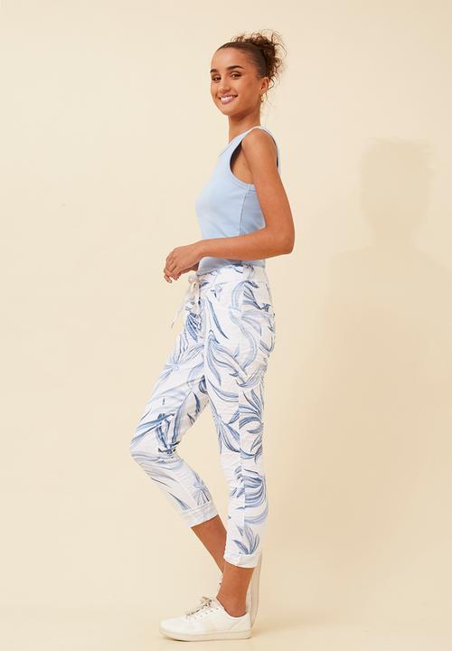 Stella Morgan - Pull On Printed Jogger With Creasing - White