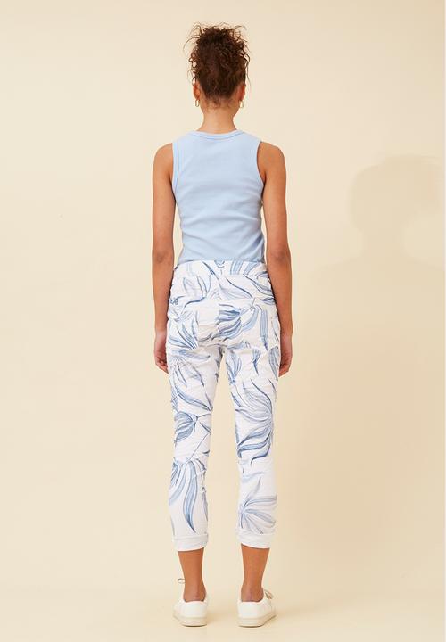 Stella Morgan - Pull On Printed Jogger With Creasing - White