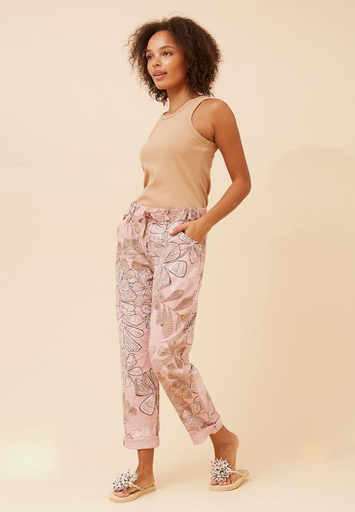 Stella Morgan - Pull On Printed Jogger With Creasing - Pink