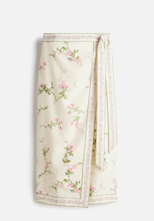 H&M - Lyocell-blend wrap skirt - white/floral