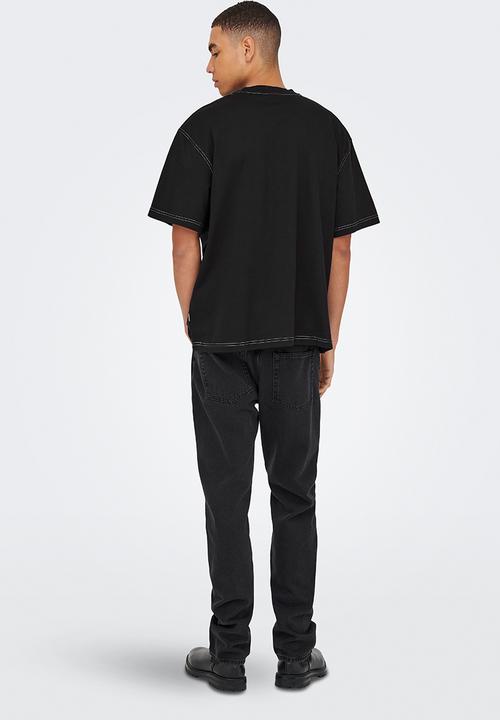 Only & Sons - Onslarry Life Oversized Short Sleeve Pocket Tee - Jet Black