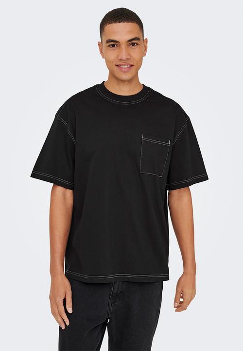 Only & Sons - Onslarry Life Oversized Short Sleeve Pocket Tee - Jet Black