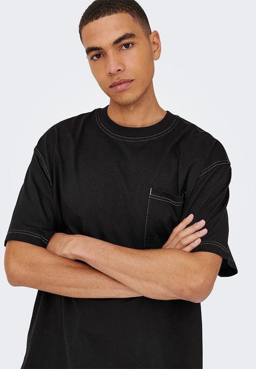 Only & Sons - Onslarry Life Oversized Short Sleeve Pocket Tee - Jet Black