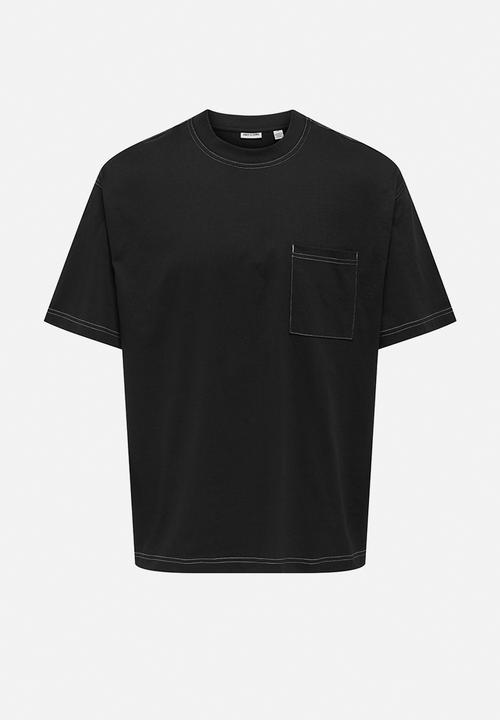 Only & Sons - Onslarry Life Oversized Short Sleeve Pocket Tee - Jet Black