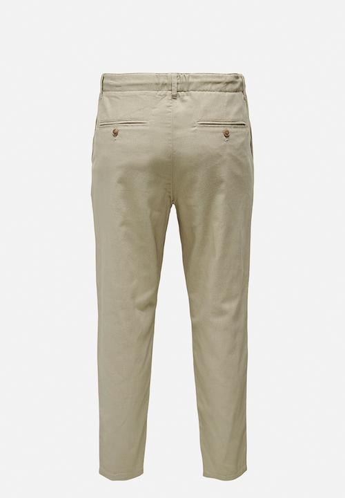 Only & Sons - Onsleo Crop Linen Mix Pants - Chinchilla