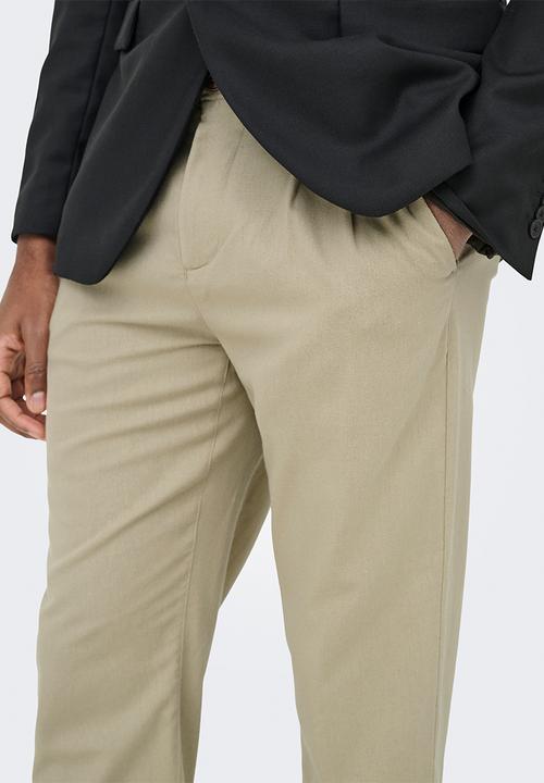 Only & Sons - Onsleo Crop Linen Mix Pants - Chinchilla