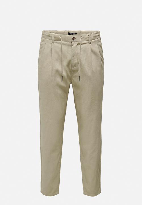 Only & Sons - Onsleo Crop Linen Mix Pants - Chinchilla