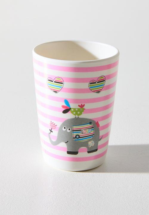Pop Candy - Elephant themed tableware set - pink stripe/multi