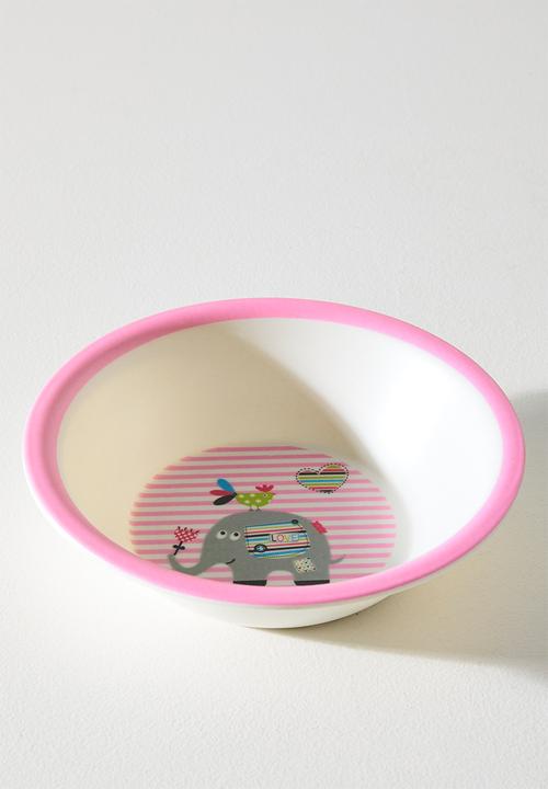Pop Candy - Elephant themed tableware set - pink stripe/multi