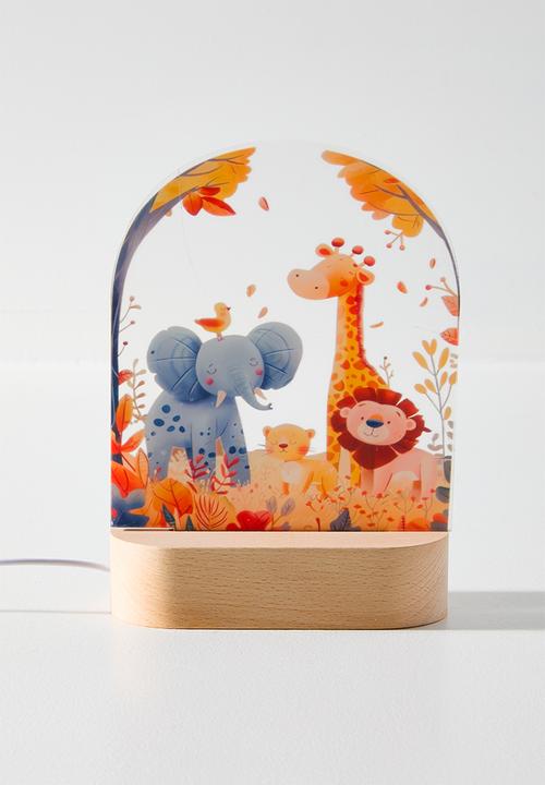 Pop Candy - Wooden base safari animal night light - neutral/multi