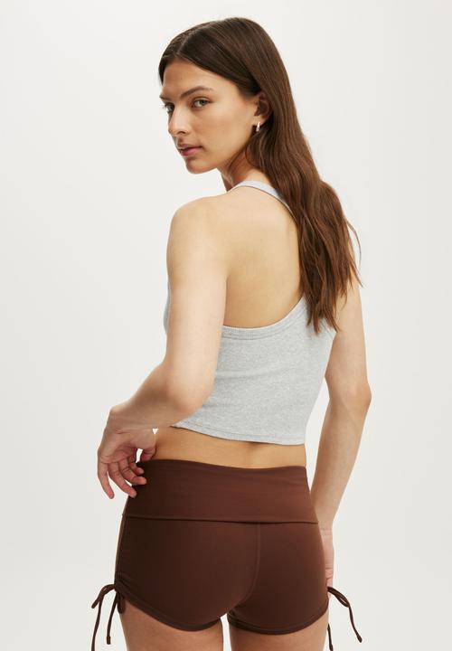 Cotton On - Ultra Soft Tie Side Roll Over Micro Short - Chestnut