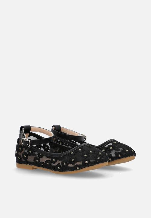Pop Candy - Daisy aop pumps - black