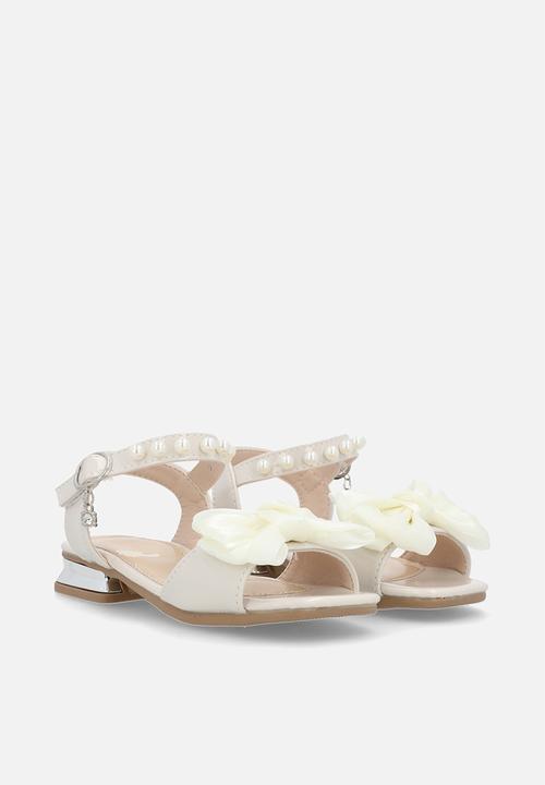 Pop Candy - Bow accent block heel sandals - beige