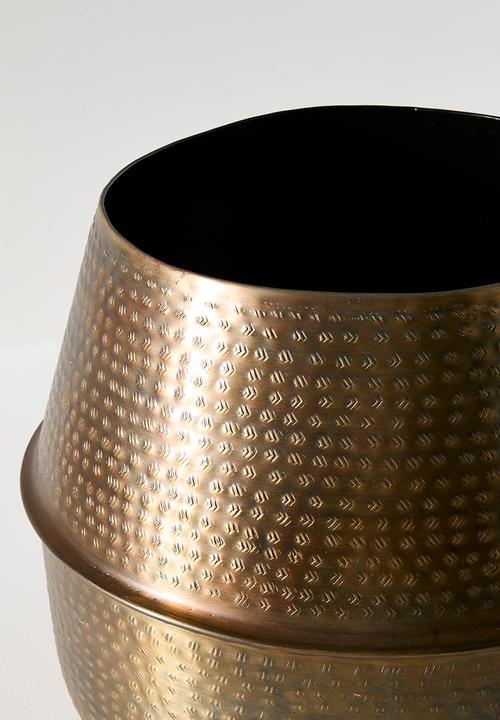 Sixth Floor - Hammered Round Planter - Gold
